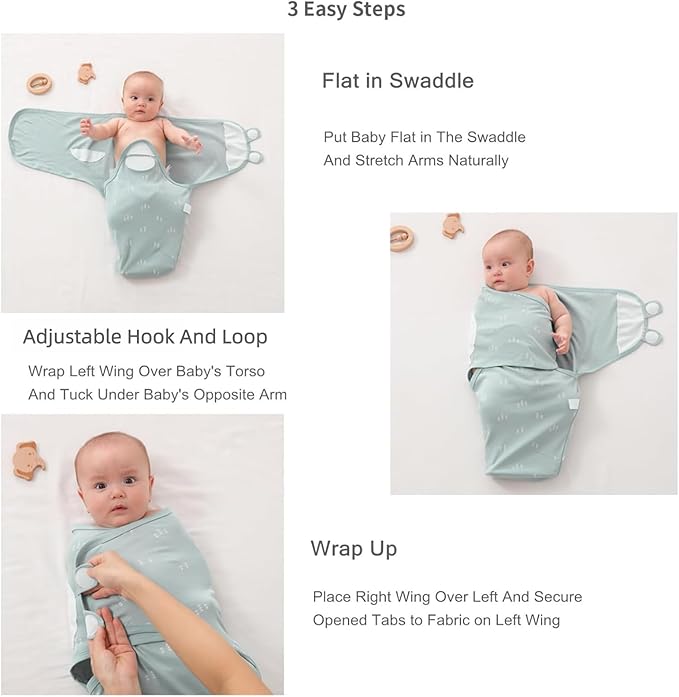 insular Baby Swaddle Wrap, Swaddle Blanket for Newborn and Infant, Adjustable Velcro Swaddling Set for Boy and Girl, Soft Cotton Baby Sleep Sack 3 Pack, Duck, Small(0-3 Month)