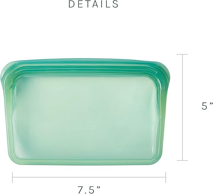 SnapPack Reusable Snack & Sandwich Bags, 2-Pack, 100% Pure Platinum Silicone, Dishwasher Safe, Heat?‘Resistant, Freezer?‘Safe and Sous?‘Vide capable (Forest Green)