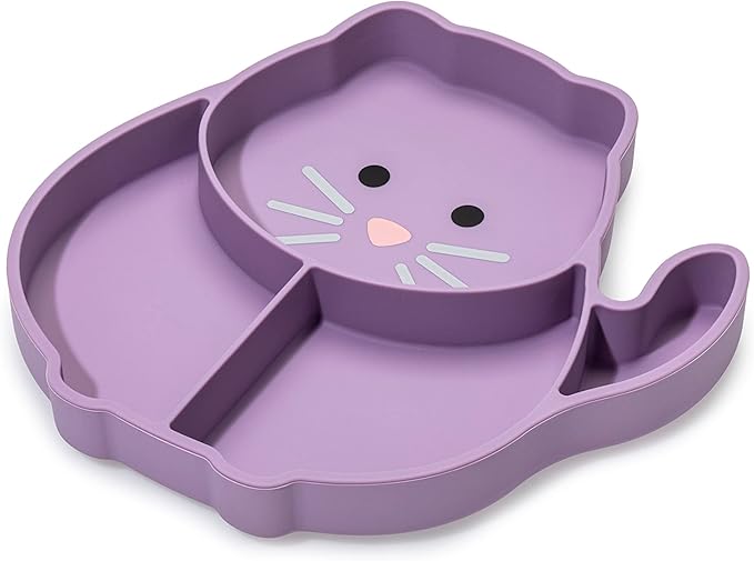 melii Silicone Suction Plate for Babies & Toddlers | Divided Baby Led Weaning Plate, BPA-Free, Non-Toxic, Dishwasher & Microwave Safe, Fits Most High Chairs, 6+ Months (Cat)