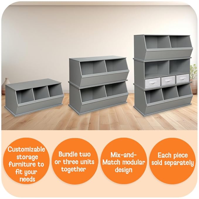 Badger Basket Three-Cubby Storage Unit ??Versatile Organizer for Kids' Toys, Books, and Clothes ??Durable and Stylish Design