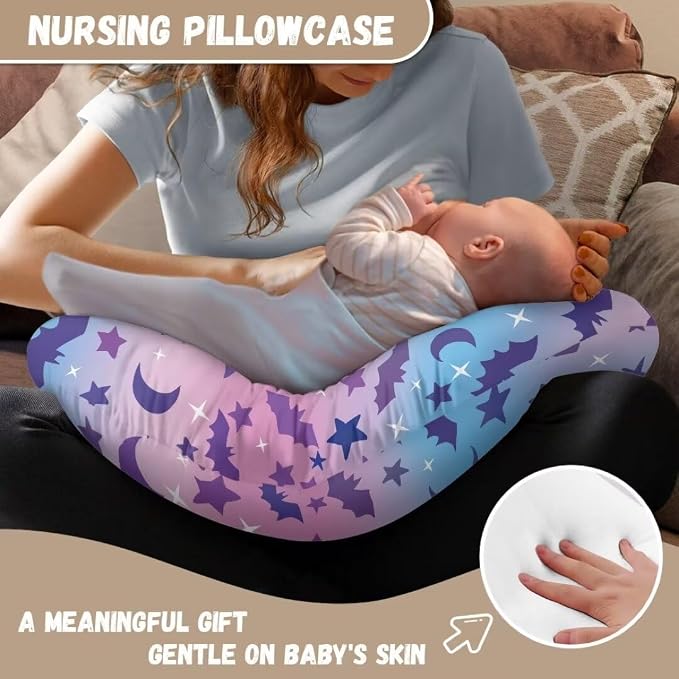 Halloween Gradient Bat Nursing Pillow Covers for Breastfeeding Breathable Nursing Pillow Cover for Boys Snuggle Me Nursing Pillow Cover Feeding Position Support