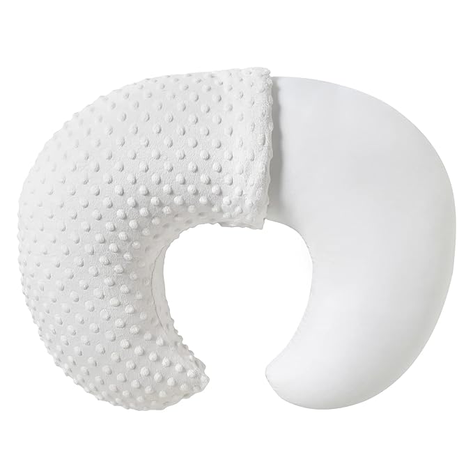 Nursing Pillow and Positioner, Breastfeeding, Bottle Feeding, Baby Sitting Support with Removable Ultra Soft Cover, Tummy Time Support for Baby Boys and Girls (White)