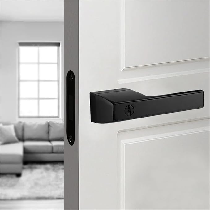 Zinc Alloy Ecological Door Lock Magnetic Suction Mute One Word Lock Modern Minimalist Bedroom Interior Invisible Door Handle 1Pcs(60A1 Black)