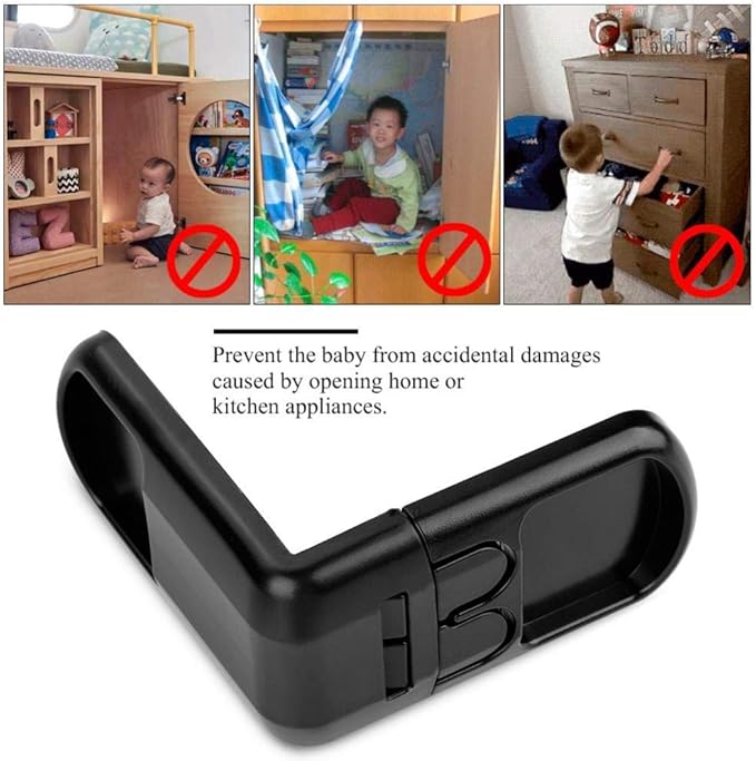 Fdit 5Pcs Baby Safety Cabinet Locks Cabinet Drawer Door Locks Kids Children Safety Lock for Drawer Door Cabinet (Black)