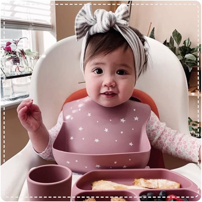 otterlove Silicone Bib ??100% Pure Platinum LFGB Baby Bibs with No Fillers ??Wide Food Catching Pocket ??Easy Clean ??Mess Proof ??Dishwasher Safe ??BPA and Phthalate Free