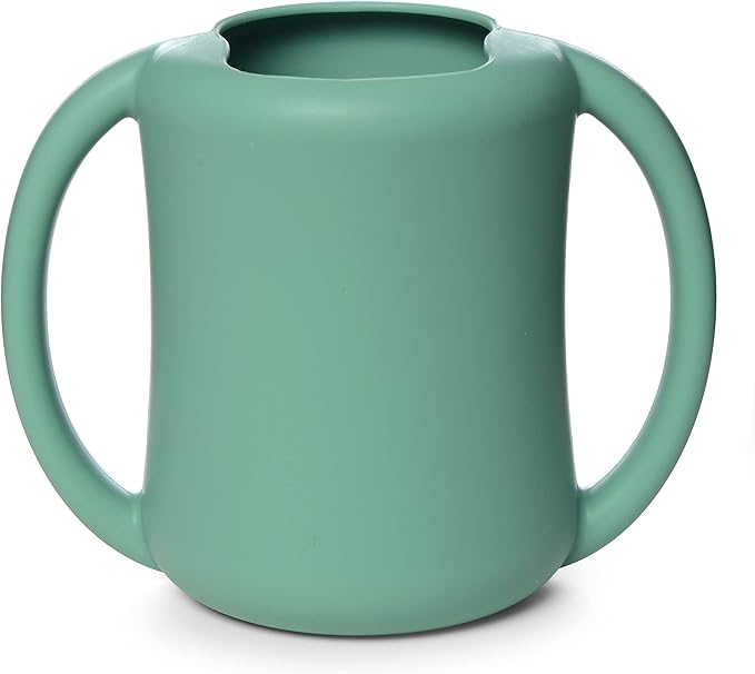 PrimaStella Silicone Baby & Toddler Training Cup with Handles (Green)