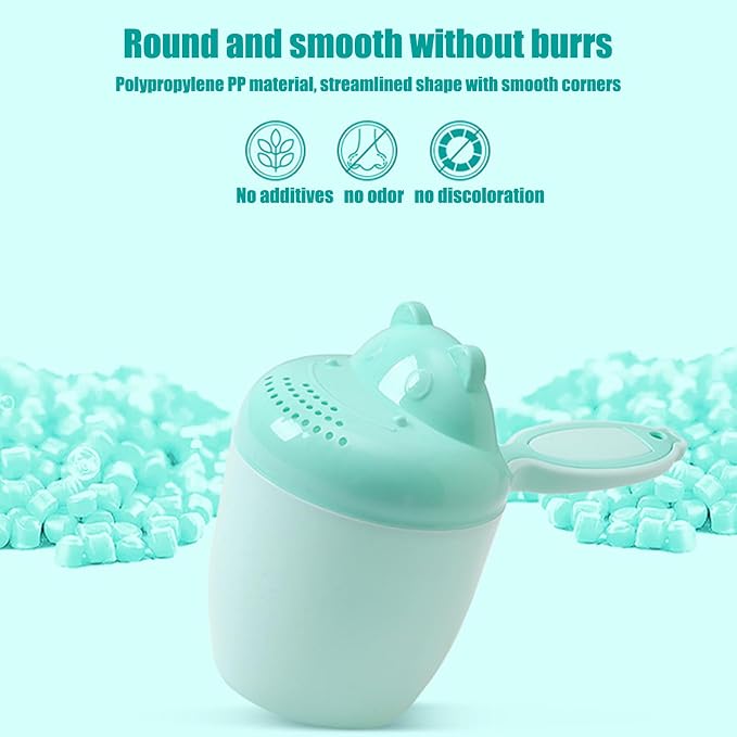 Children Rinse Cup - Child Bath Pourer, Cartoon Hair Washing Bucket, Safe Shower Accessory, Bathtub Kids Tool, Daily Bathing Necessary, Bathroom Fun Hair Care Gadget 8.27x6.3x4.13 Inches