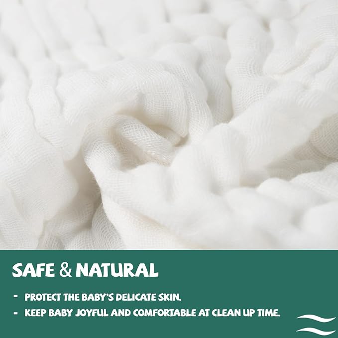 Baby Muslin Washcloths -6 Layer Soft Absorbent Face Towel - Natural Newborn Wipes for Delicate Skin - Baby Registry as Shower