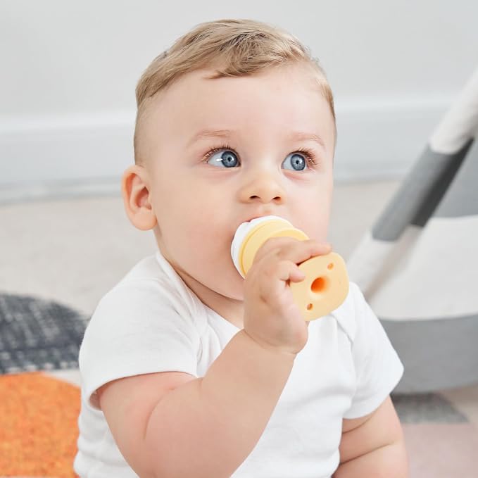 Smily Mia Baby Teether Toys, Water Fillable Silicone Cold Baby Teething Toys Chill Teether, Baby Water Teether/Ice Cream Cone Toy for Teething Relief 3-12 Months, White