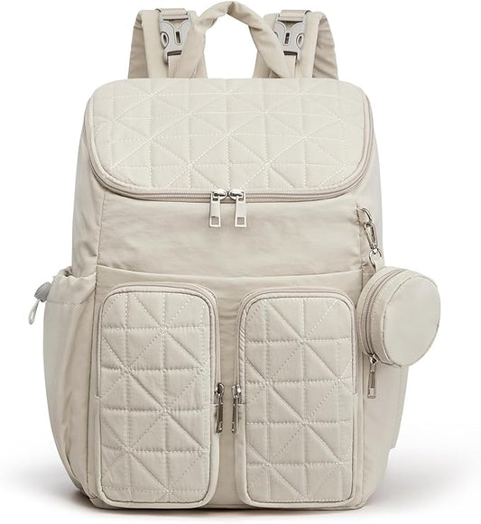 G4Free Diaper Bag Backpack for Moms Dads Travel Baby Bag with Pacifier Case & Insulated Pockets,Beige