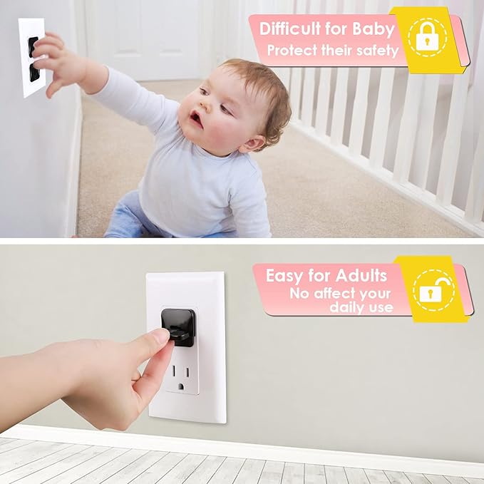 Outlet Covers Babepai 38-Pack Black Child Proof Electrical Protector Safety Improved Baby Safety Plug Covers