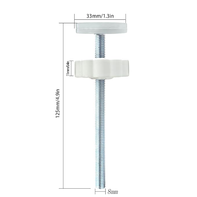VMAISI 4 Pack Baby Extender Extension-M8(8mm) Child Safety Pressure Mounted Baby Gate Threaded Spindle Rods Replacement Parts Bundle with Wall Protector for Stairs Cup Guard (White, 8MM)