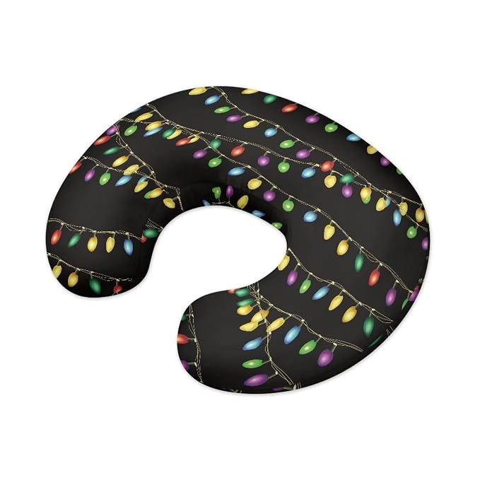 Christmas Colorful Lights Nursing Pillow Case for Newborn Foldable Stain Resistant Feeding Pillow Case Fitted Bottle and Breastfeeding Support Pillows for Christmas Decor