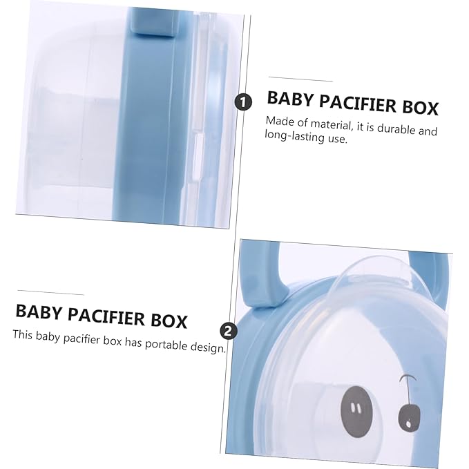 ERINGOGO 2Pcs Portable Cartoon Storage Container with Carry Loop Durable Material Pacifier Case for Home and Travel Keeps Pacifiers Clean and Tidy