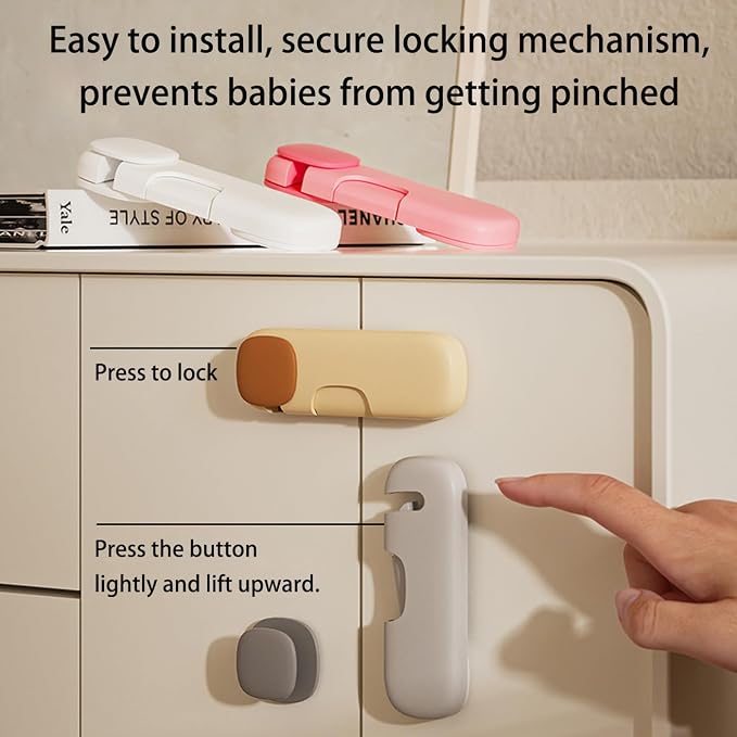 4 Pack Baby Proofing Refrigerator Lock, Child Safety Locks, Cabinet Drawers Lock with Strong Adhesive Tape, Kitchen System Keep Baby's Fingers Safe (4 PCS)