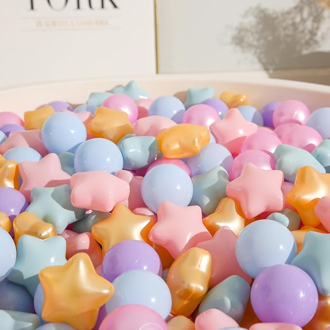 TRENDPLAY Star Ball Pit Balls 50 100 200 500 for Toddlers - Ball Pit Ball Shapes for Boys Girls Fun, Birthday Party, Christmas Decoration