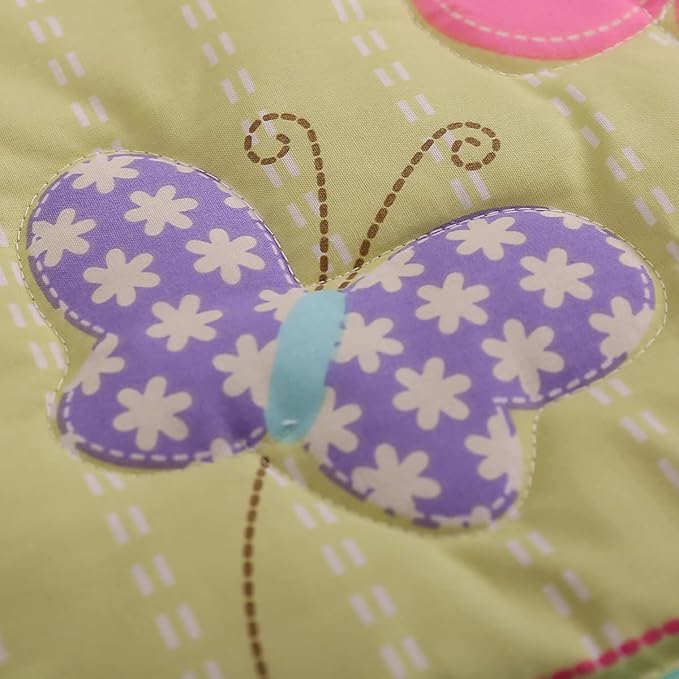 1 PC Pink Embroidery Owl Theme Nursery Crib Comforter Baby Girl Jungle Friends Quilted Blanket