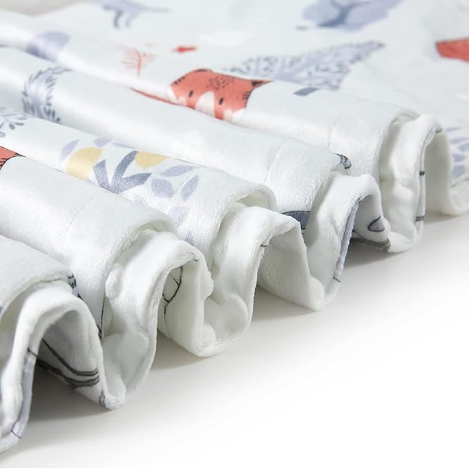 Minky Baby Blanket for Boys and Girls with Forest Animal 29.5'' x 39.3'' Soft Toddler Newborn Receiving Blanket with Cotton Front and Dotted Fleece Backing for Nursery Crib Stroller Car Seat