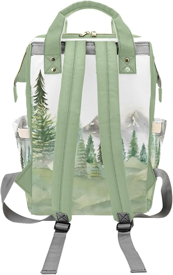 Custom Diaper Bag Backpack with Name Personalized Woodland Bear Nappy Bag for Mommy Mother's Day Gift Customized Adjustable Shoulders Nursing Bag Daypack