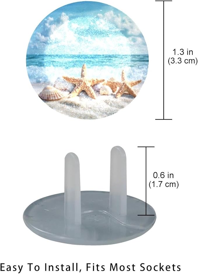 24 Packs Starfish Baby Child Proofing Socket Covers, Outlet Plugs Cover, Outlet Protector Guard, Electrical Safety Socket Protection Caps for 2-Prong Power Wall Plate
