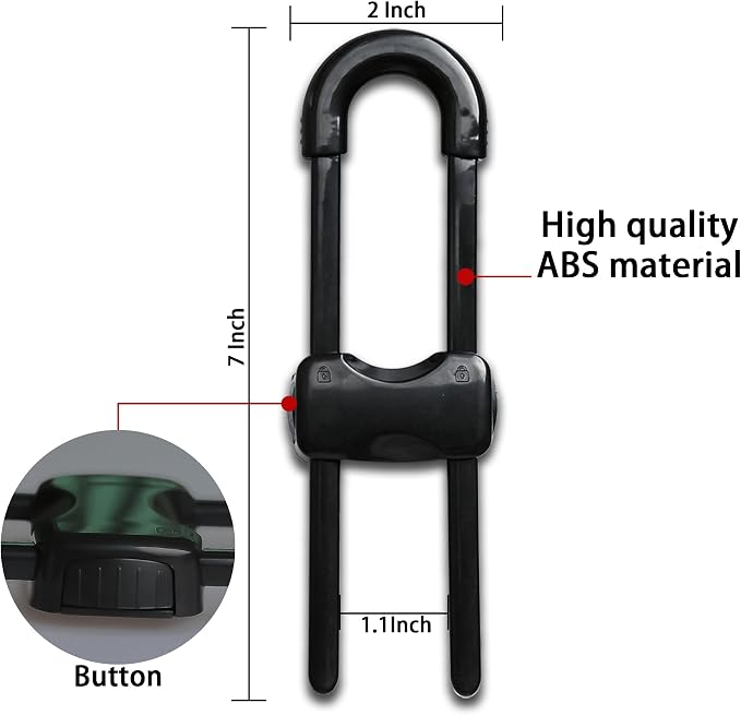 Cabinet Locks Baby Proofing U-Shaped Child Locks for Cabinets Latches Adjustable (Black,1 pack of 2)