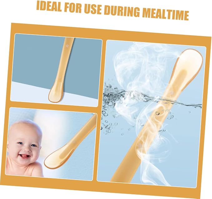 Toyvian Silicone Soft Spoon for Newborns and Ergonomic Training Weaning Utensil with Wide Head Lightweight Tool for - and Water Safe and Portable in Light Yellow
