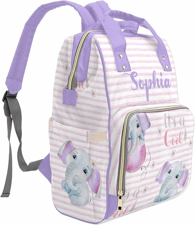 M YESCUSTOM Personalized Multifunction Diaper Bag Backpack Custom Baby Bag for Women Customized Stripe Waterproof Large Capacity Travel Daypack