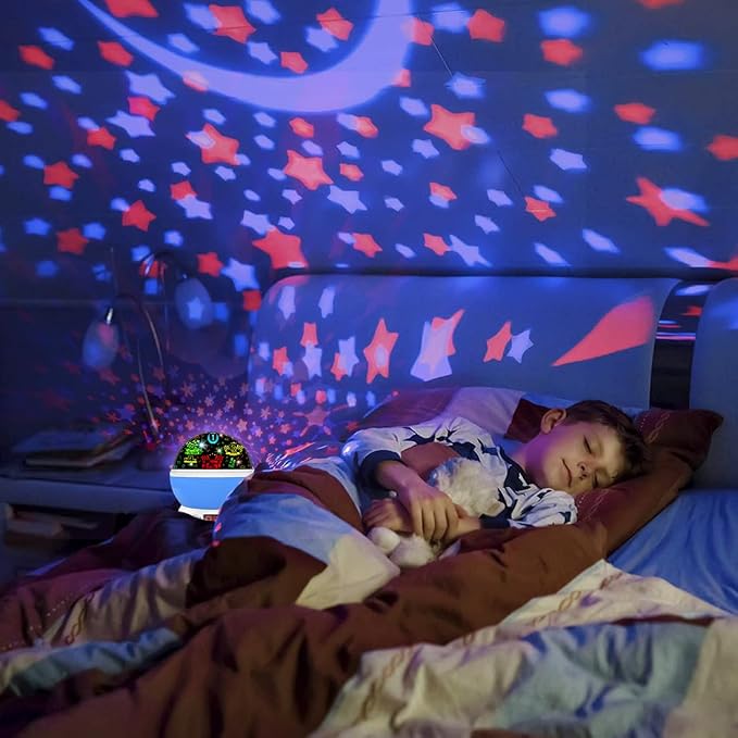 MOKOQI Cars Night Light for Boys - Rotating Projector Lamp with Race Car - Star Projector for Kids Age 3-8 - Ceiling Nightlight Projector with Cars and Stars - Birthday Gifts for Boys Room Decor