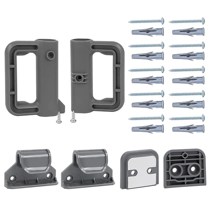 Retractable Baby Gate Replacement Parts Retractable Mesh Pet Gate Full Set Wall Mounting Baby Gate Hardware Retractable Gate Accessories Indoor Outdoor Dog Gate Parts with Screws, Gray