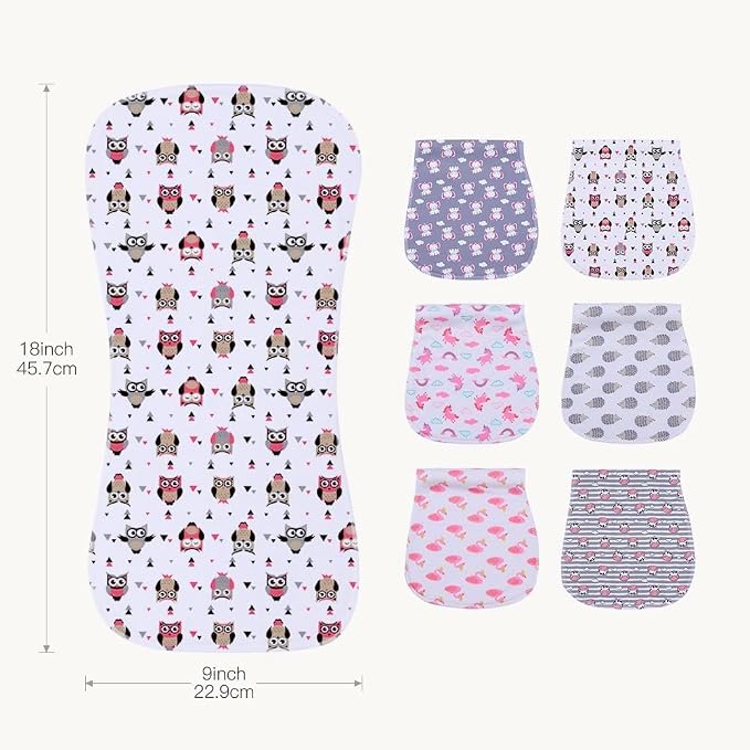 6 Pack Cotton Baby Burp Cloths Extra Absorbent Soft for Baby Boys and Girls (Multi02)