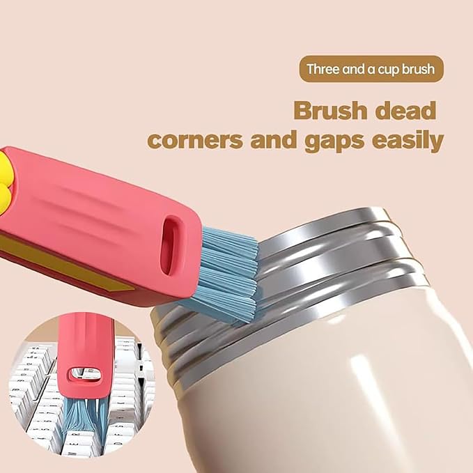 3 in 1 Cup Lid Cleaning Brush, 2025 Sealing Cover Cleanings Brushs Crevice Cleaning Brush Straw Cleaner Brush Cup Cleanings Brushs for Sealed Food Storage Containers with Lids(Red, 2Pack)