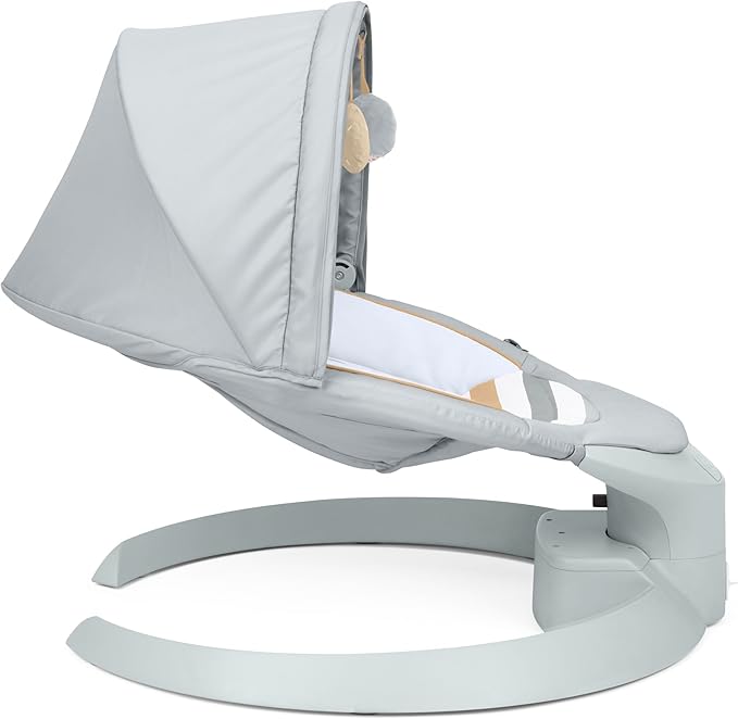 Ingenuity Inlighten Bounce & Sway Swing, Bluetooth Music, Canopy with Lights & Toys, Touch & Remote Controls, 3-in-1 Seat Modes, Machine Washable Pad, Ages 0+ Pebble Shore