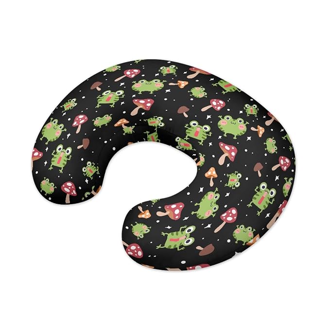 Forchrinse Cartoon Frog Mushroom Nursing Pillow Cover,Breastfeeding Pillow Slipcover for Baby Boys & Girls,Nursing Pillow Case for Newborn,Washable