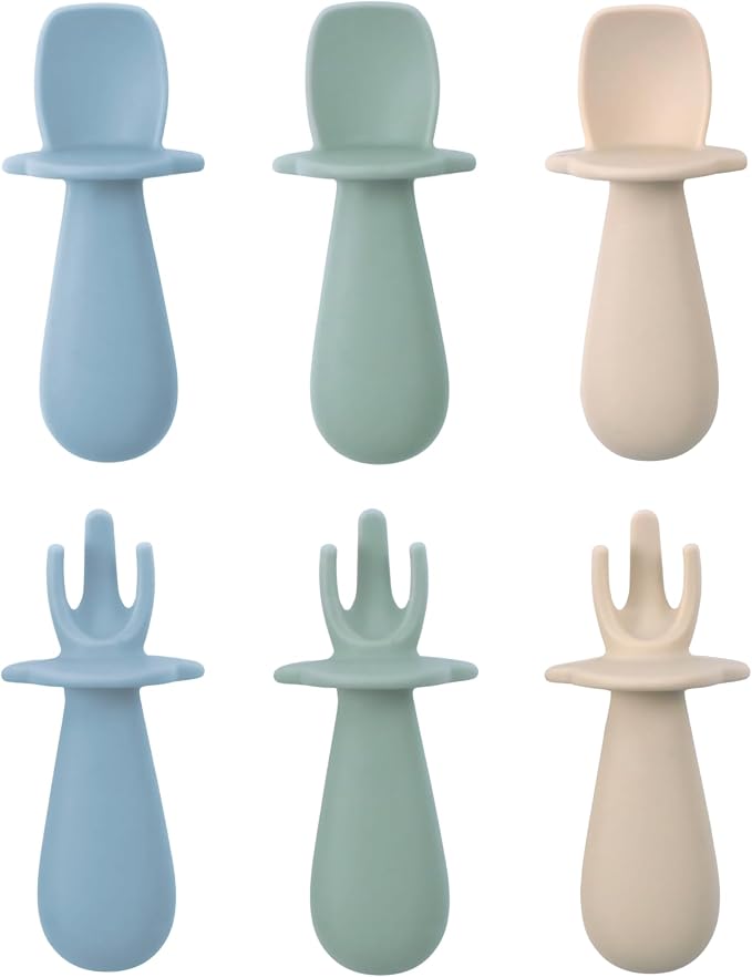 6 Pack Baby Spoons Self Feeding 6 Months +, Baby Utensils Silicone Baby Spoon, Baby Led Weaning Supplies, Self Feeding Spoon, Infant Spoons First Stage, BPA Free