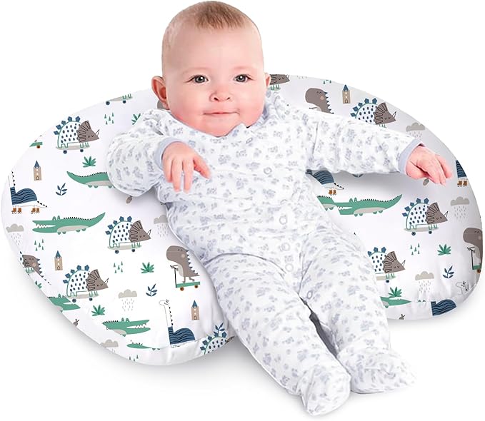 Little Grape Land Nursing Pillow for Infants, Breastfeeding Pillows, Baby Support Pillow for Nursing, Bottle Feeding, Tummy Time with Machine Washable Cover & Breathable Filling, Alligator