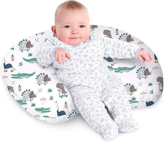 Little Grape Land Nursing Pillow for Infants, Breastfeeding Pillows, Baby Support Pillow for Nursing, Bottle Feeding, Tummy Time with Machine Washable Cover & Breathable Filling, Alligator
