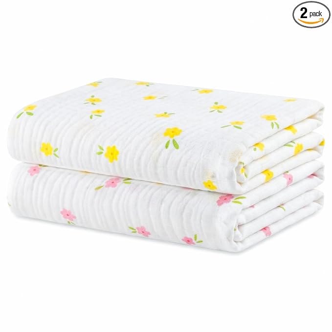 Muslin Swaddle Blankets for Newborns, 2 Pack Multipurpose 100% Organic Cotton, Ultra Soft Breathable Receiving Blanket 47 x 47 inches, Swaddle Wrap for Baby Boys & Girls
