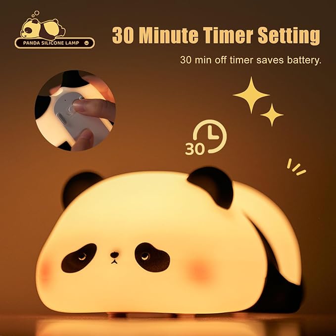 Panda Night Light for Kids, Cute Panda Lamp Silicone Nursery Night Light Bedroom Nightlights USB Rechargeable Bedside Lamp for Baby Children Toddlers Women Teen Girls Breastfeeding Gift