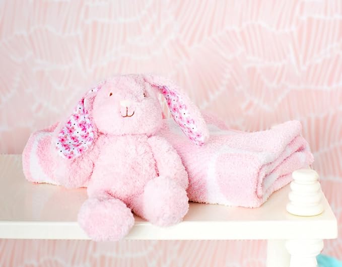 Soft Chenille Jacquard Baby Blanket, Hearts, 30 in. x 40 in., Pink and White Patchwork