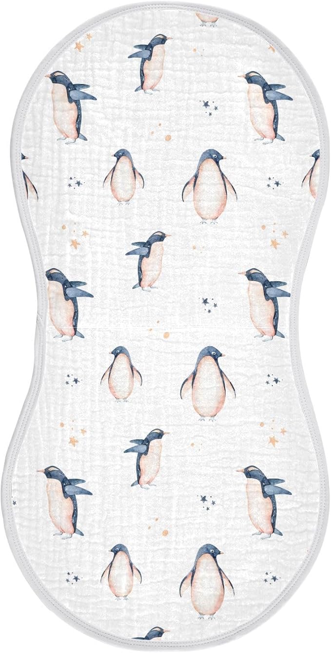 vvfelixl Watercolor Penguins Burp Cloths for Baby Boy Girls Baby Washcloths Burp Rags 1 Pack White