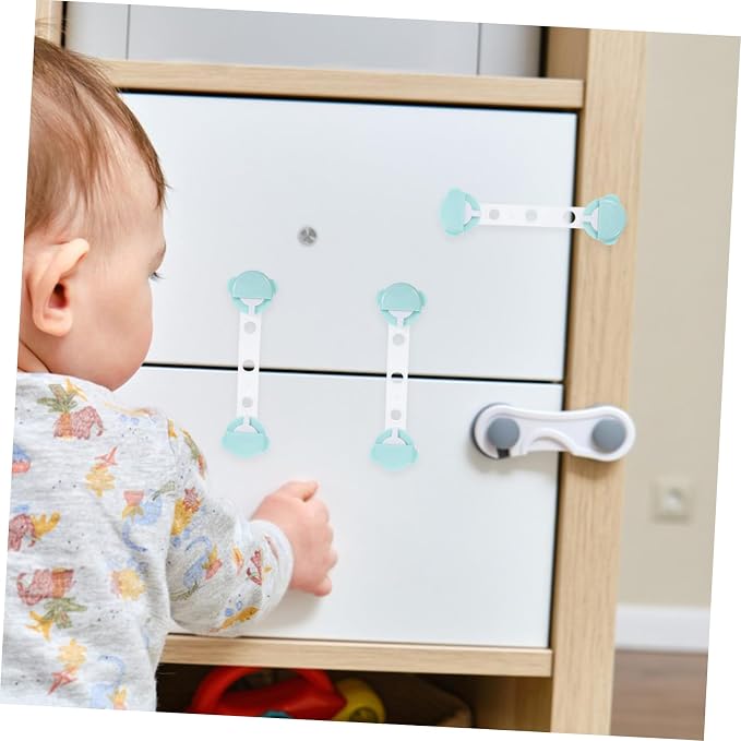 Abaodam 3pcs Safety Cabinet Locks Childproof Drawer Locks for Dresser Freezer and Cupboard Adorable Durable Soft Easy to Use Green