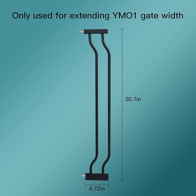 Black Metal Baby Gate Extension Size 4.72 inch (4.72"/12CM, Black)