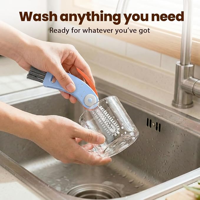 3 in 1 Cup Lid Gap Cleaning Brush Set, Multifunctional Bottle Cleaning Brush, Cup Lid Gap Cleaner, Water Bottle Cleaner Brush, Home Kitchen Cleaning Brush (2pcs Blue)