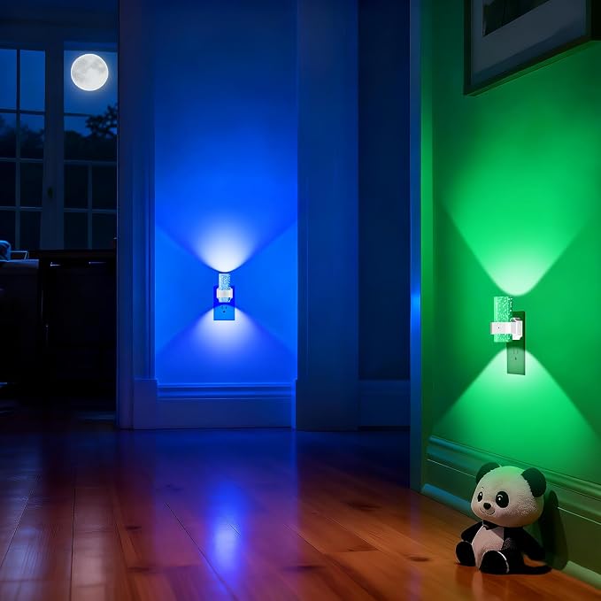 easuntec Plug in Night Light with Auto On/Off, Night Lights Plug into Wall, Dusk to Dawn Sensor, Color Changing Night Light, Dimmable, for Bedroom, Nursery, Ideal for Kids, Elderly and Parents (White)