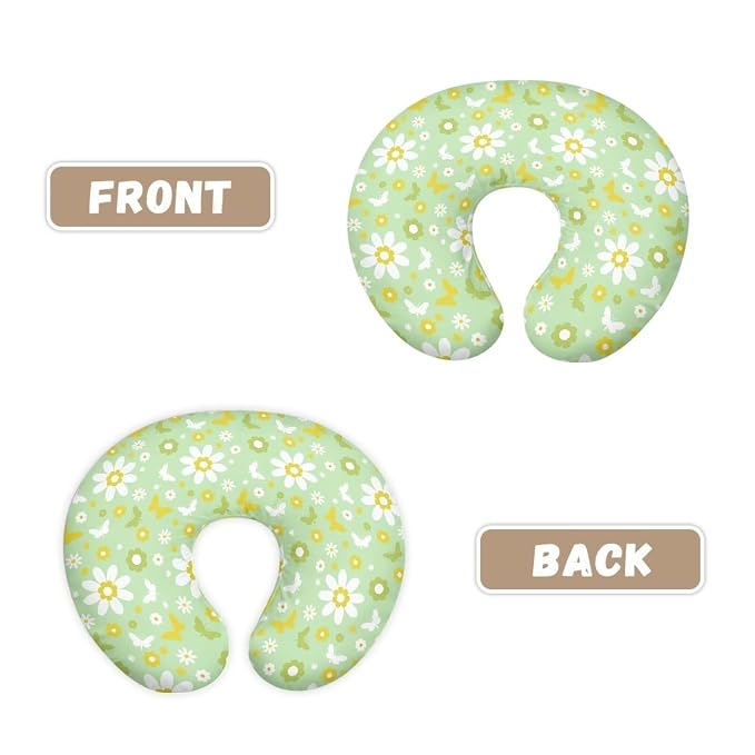 Daisy Floral Nursing Pillow Cover Stretchy Removable Cover for Breastfeeding Pillows Comfortable Slipcover for Baby Girl and Boy Fits The Original Support Pillow