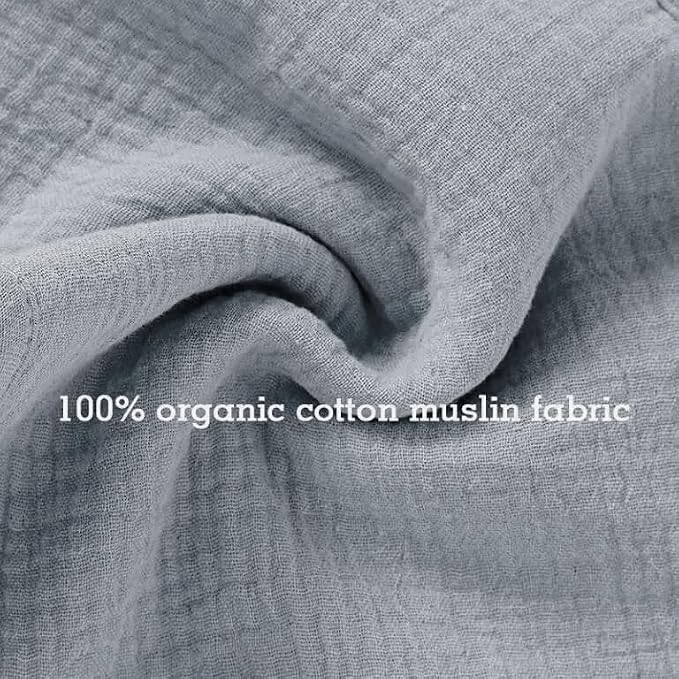Aiden's Corner 100% Organic Muslin Cotton | Mix Use Baby Super Absorbent Infant Burp Cloth | Terry Cotton Towel | Washcloth for Newborns (Single Pewter Blue)
