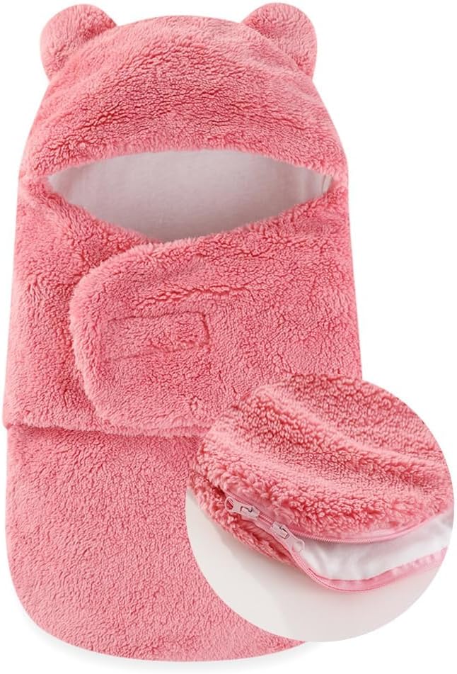 AiWMGL Baby Winter Fleece Swaddle Blanket Boys Girls Warm Soft Plush Sleeping Sacks Adjustable 0-3 Months Newborn Swaddling Wrap