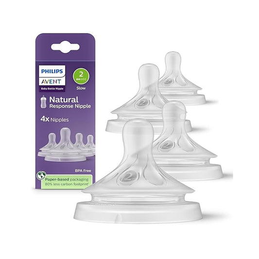 Philips Avent Natural Response Nipple, Slow Flow (Flow 2), 4-Pack, SCY962/44
