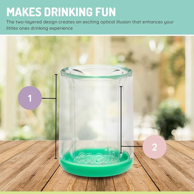 melii Double-Walled Bear Drinking Cup for Toddlers, Kids and Children (Blue + Mint 2 Pack)