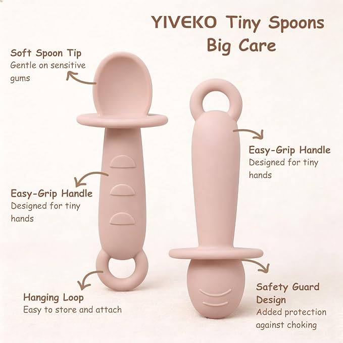 Baby Plates with Suction Silicone Baby Spoons Divided Baby Plates Silicone Baby Safety Toy Straps Baby Bottle Bungees Baby Feeding Set All-in-one-Sage